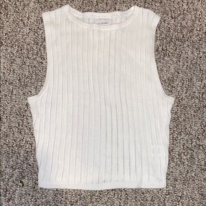 LA Hearts White Ribbed Sweater Tank Top